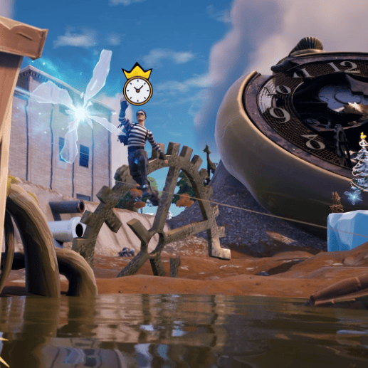 Player inside the Chrono Clash island as the countdown timer runs.