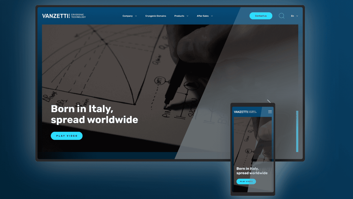 Vanzetti Engineering website displayed on both computer and mobile devices