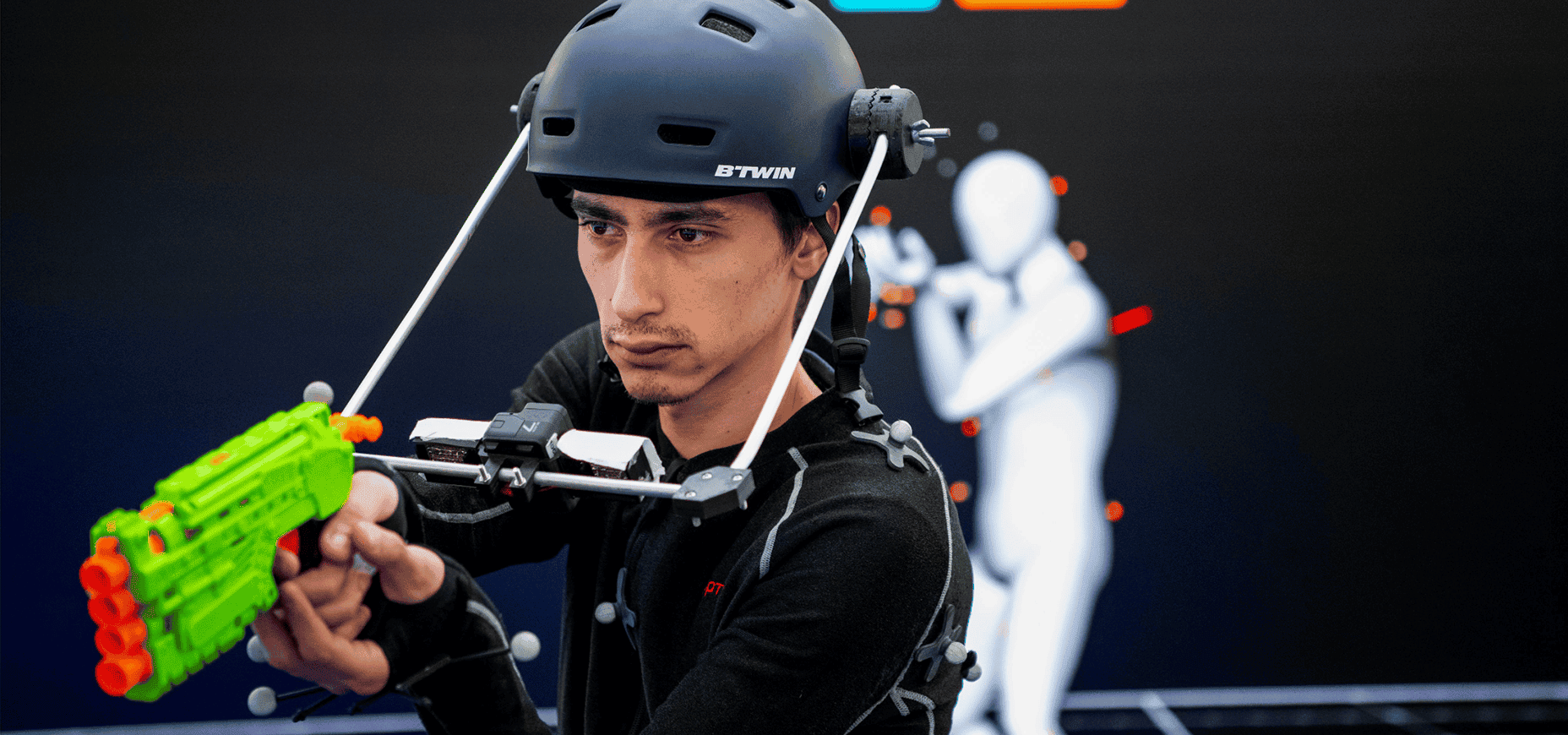 Team member working within an immersive environment.